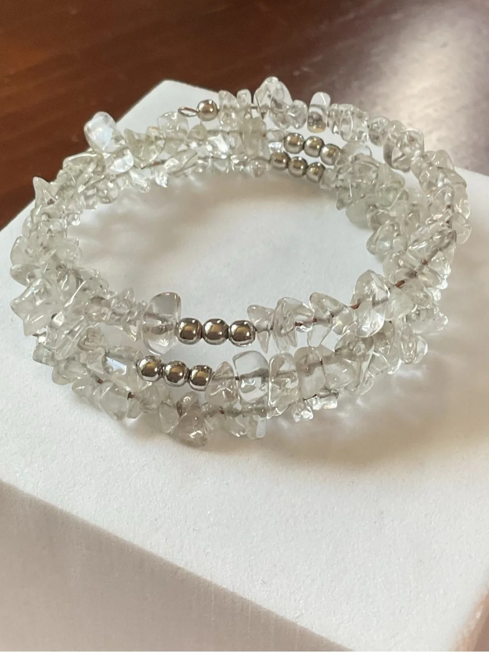 Crystal Quartz Chip Gemstone Bracelet